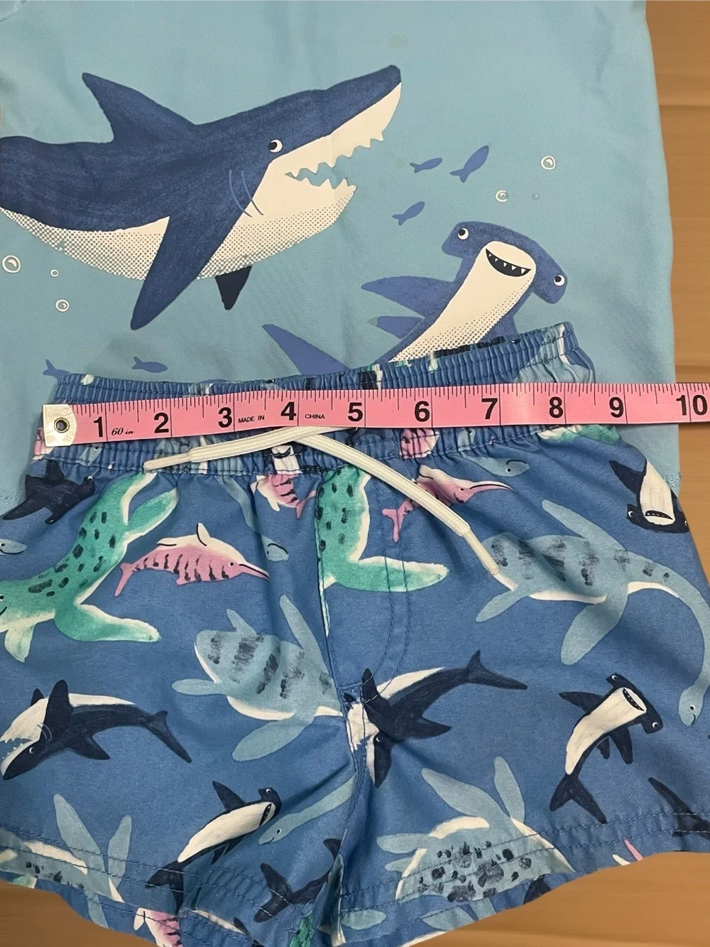 Carter's Light Blue Shark Rash Guard & Swim Shorts Set